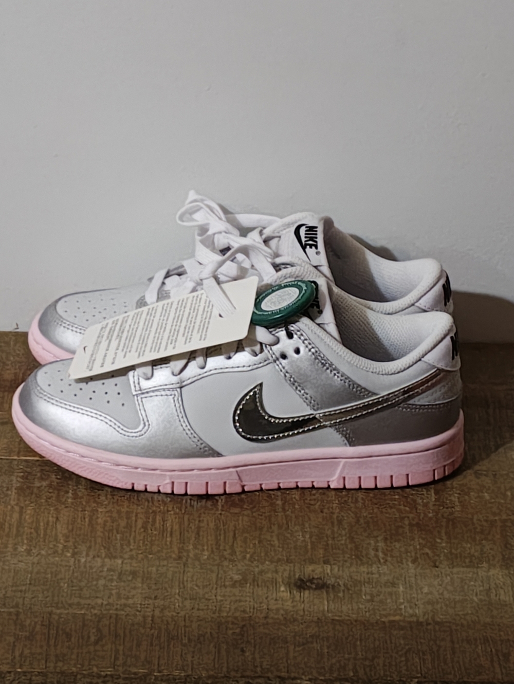 Nike Dunk Low LX 'Metallic Silver Pink Foam' Kid's Size 4Y / Women's 5.5